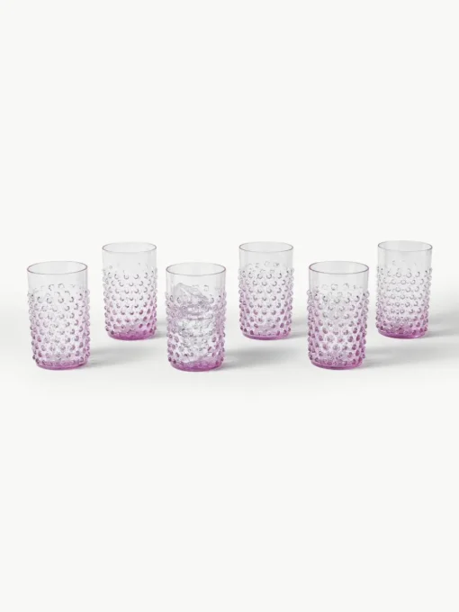 Mondgeblazen waterglazen Hobnail, 6 stuks