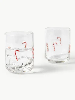 Mondgeblazen waterglazen Candy, 4 stuks