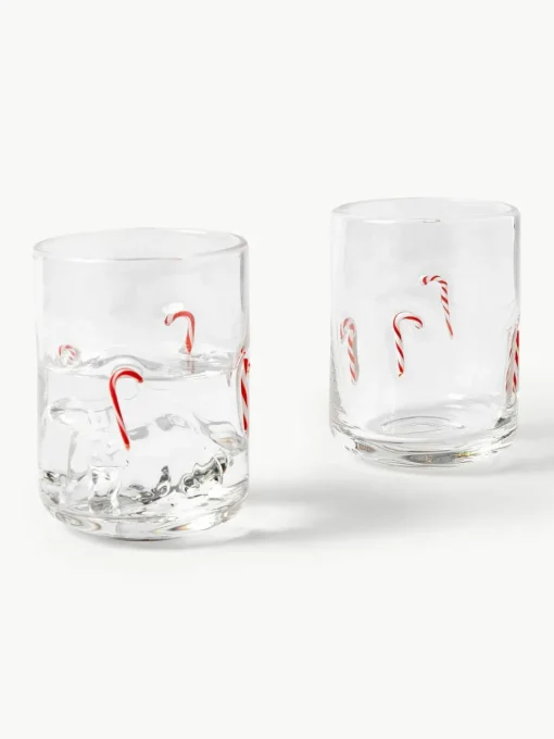 Mondgeblazen waterglazen Candy, 4 stuks