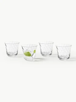 Mondgeblazen waterglazen Swirl, 4 stuks