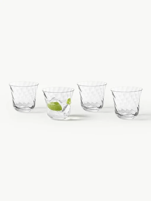 Mondgeblazen waterglazen Swirl, 4 stuks