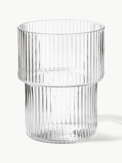 Mondgeblazen waterglazen Ripple met groefreliëf, 4-delig