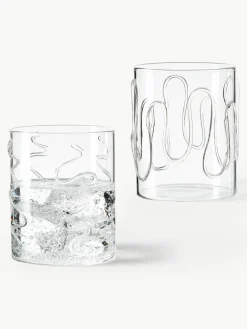 Mondgeblazen waterglazen Doodle met structuurpatroon, 2-delig
