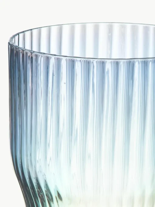 Mondgeblazen waterglazen Juno met groefreliëf en paarlemoer glans, 4 stuks