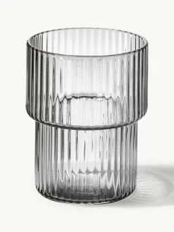Mondgeblazen waterglazen Ripple met groefreliëf, 4-delig