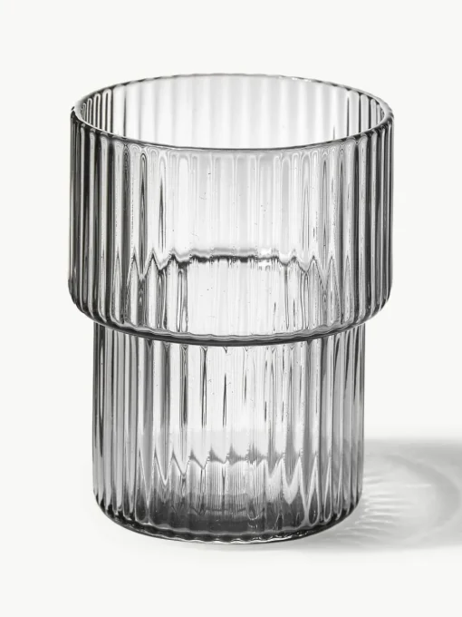Mondgeblazen waterglazen Ripple met groefreliëf, 4-delig