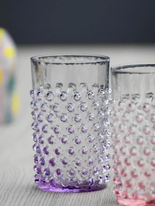 Mondgeblazen waterglazen Hobnail, 6 stuks