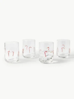 Mondgeblazen waterglazen Candy, 4 stuks