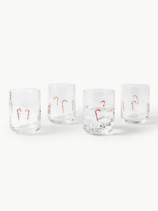 Mondgeblazen waterglazen Candy, 4 stuks