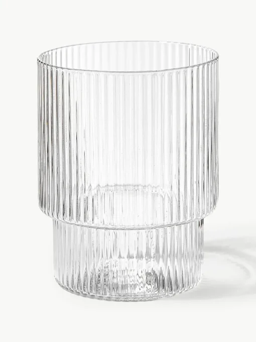 Mondgeblazen waterglazen Ripple met groefreliëf, 4-delig