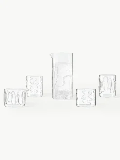 Mondgeblazen waterglazen Doodle met structuurpatroon, 2-delig
