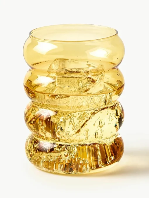 Mondgeblazen waterglazen Bubbly, set van 4