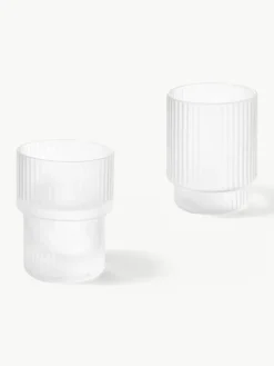 Mondgeblazen waterglazen Ripple met groefreliëf, 4-delig