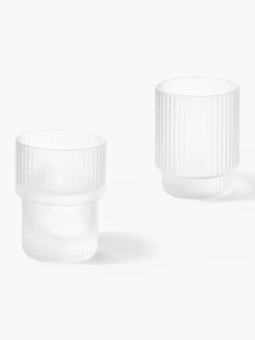 Mondgeblazen waterglazen Ripple met groefreliëf, 4-delig