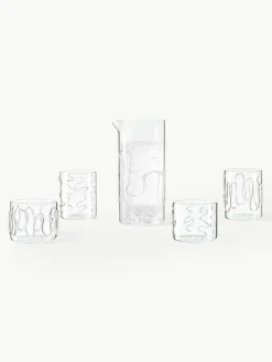 Mondgeblazen waterglazen Doodle met structuurpatroon, 2-delig