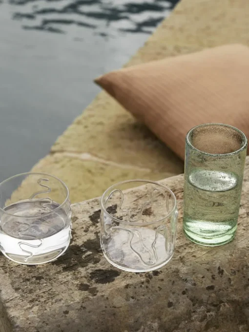 Mondgeblazen waterglazen Doodle met structuurpatroon, 2-delig