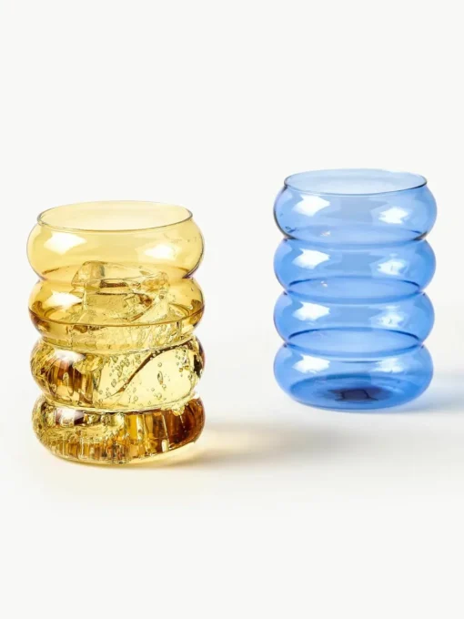 Mondgeblazen waterglazen Bubbly, set van 4