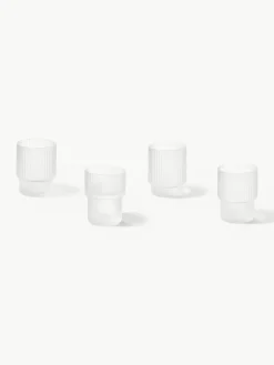 Mondgeblazen waterglazen Ripple met groefreliëf, 4-delig