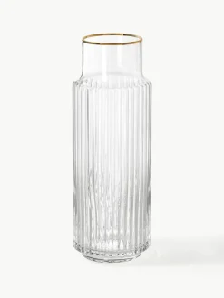 Mondgeblazen waterkaraf Aleo met goudkleurige rand, 1 L