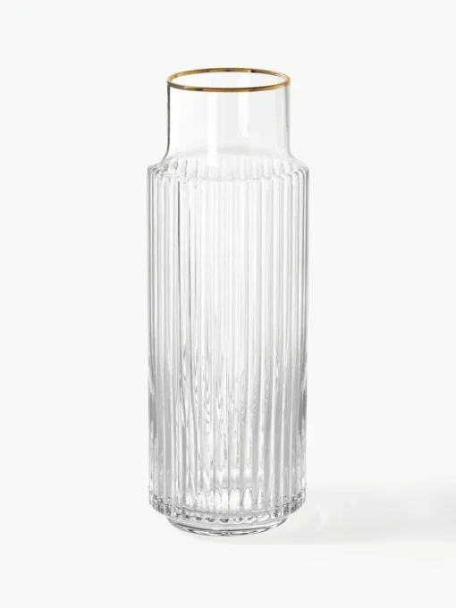 Mondgeblazen waterkaraf Aleo met goudkleurige rand, 1 L