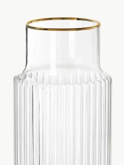 Mondgeblazen waterkaraf Aleo met goudkleurige rand, 1 L