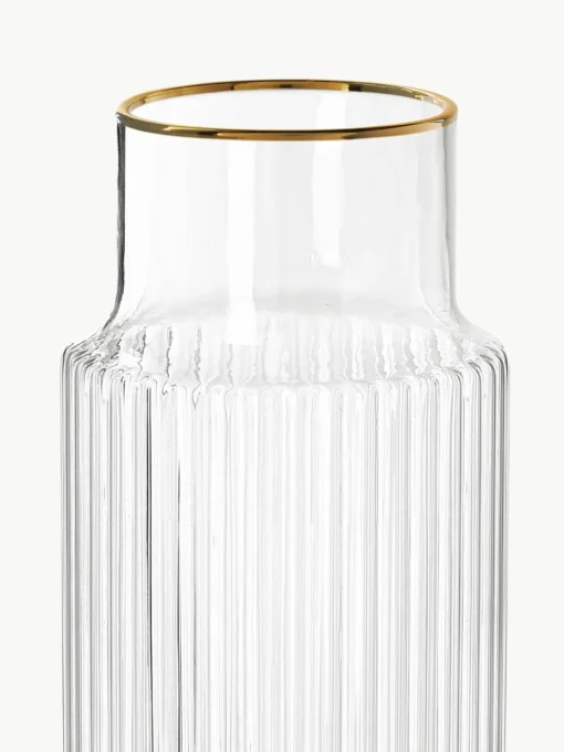 Mondgeblazen waterkaraf Aleo met goudkleurige rand, 1 L