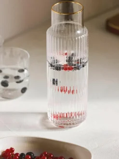 Mondgeblazen waterkaraf Aleo met goudkleurige rand, 1 L