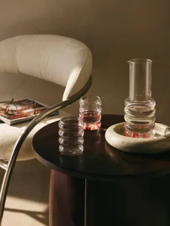 Mondgeblazen waterkaraf Bubbly met waterglazen, set van 5
