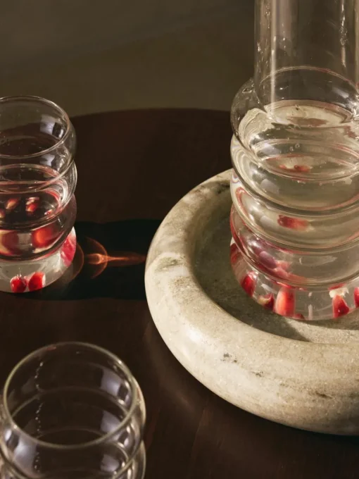 Mondgeblazen waterkaraf Bubbly met waterglazen, set van 5
