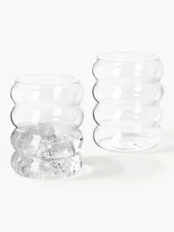 Mondgeblazen waterkaraf Bubbly met waterglazen, set van 5