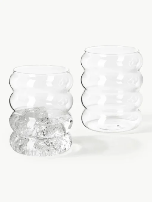 Mondgeblazen waterkaraf Bubbly met waterglazen, set van 5