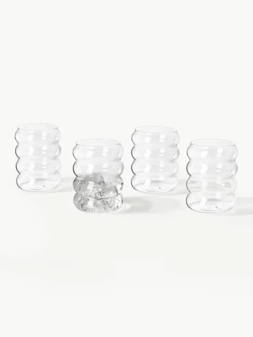 Mondgeblazen waterkaraf Bubbly met waterglazen, set van 5