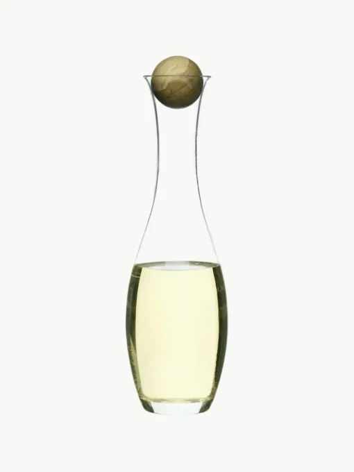 Mondgeblazen waterkaraf Eden met houten deksel, 1 L