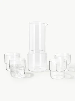 Mondgeblazen waterkaraf Gustave met waterglazen, set van 5