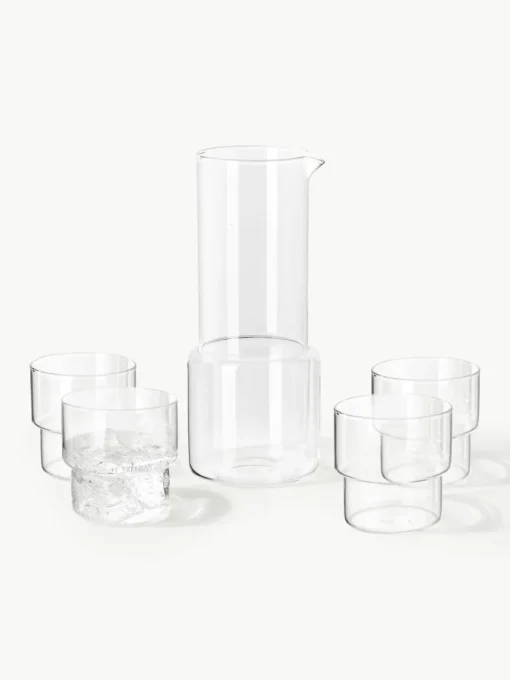 Mondgeblazen waterkaraf Gustave met waterglazen, set van 5