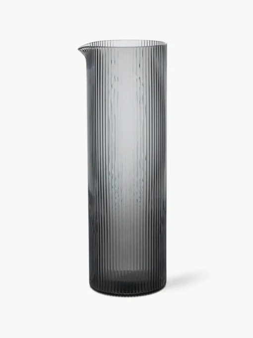 Mondgeblazen waterkaraf Ripple met groefreliëf, 1.1 L