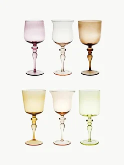 Mondgeblazen wijnglazen Diseguale, set van 6