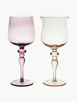 Mondgeblazen wijnglazen Diseguale, set van 6