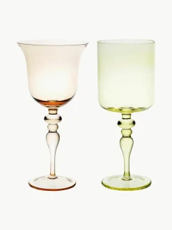 Mondgeblazen wijnglazen Diseguale, set van 6