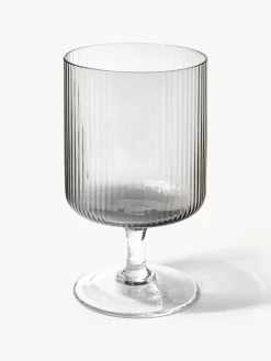 Mondgeblazen wijnglazen Ripple met groefreliëf, 2 stuks