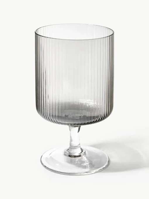 Mondgeblazen wijnglazen Ripple met groefreliëf, 2 stuks
