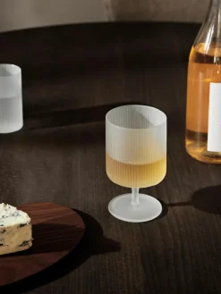 Mondgeblazen wijnglazen Ripple met groefreliëf, 2 stuks
