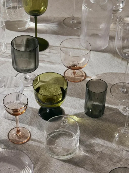 Mondgeblazen wijnglazen Ripple met groefreliëf, 2 stuks