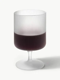 Mondgeblazen wijnglazen Ripple met groefreliëf, 2 stuks