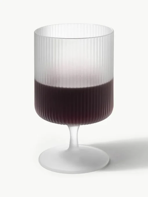 Mondgeblazen wijnglazen Ripple met groefreliëf, 2 stuks