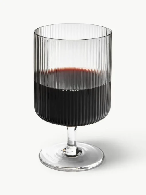 Mondgeblazen wijnglazen Ripple met groefreliëf, 2 stuks