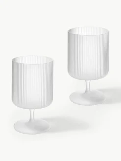 Mondgeblazen wijnglazen Ripple met groefreliëf, 2 stuks