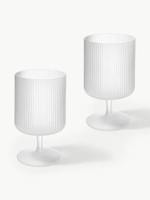 Mondgeblazen wijnglazen Ripple met groefreliëf, 2 stuks