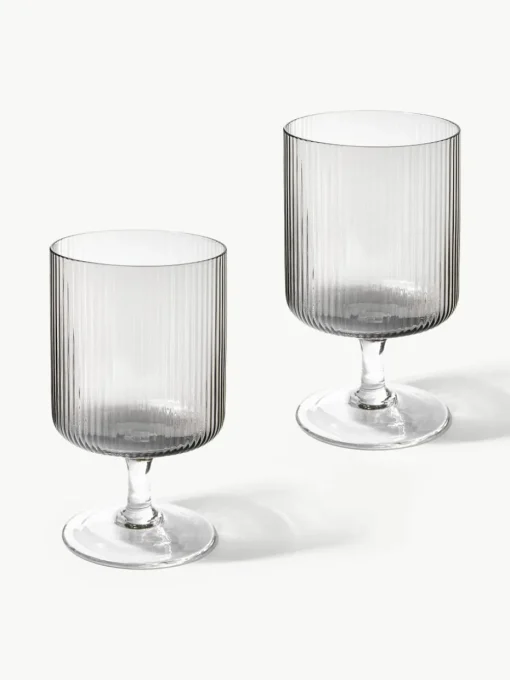 Mondgeblazen wijnglazen Ripple met groefreliëf, 2 stuks