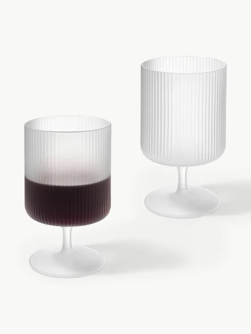 Mondgeblazen wijnglazen Ripple met groefreliëf, 2 stuks